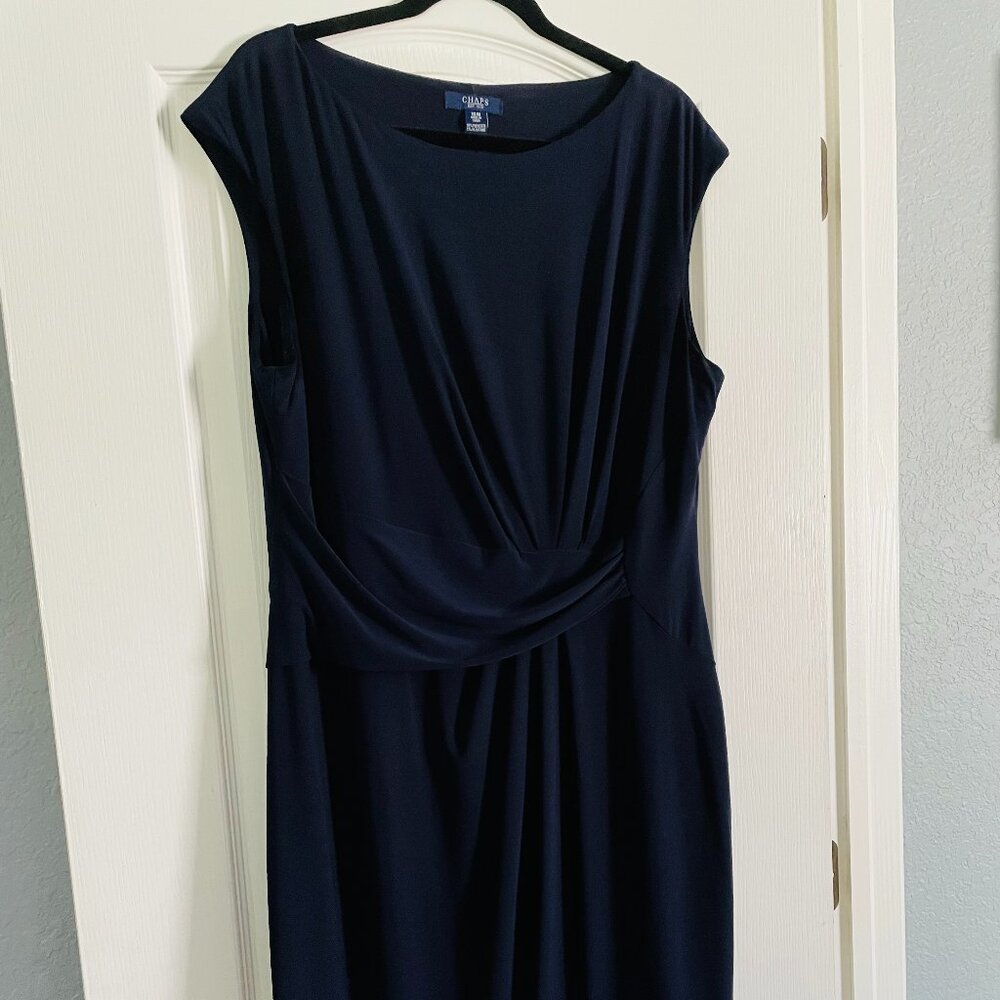 CHAPS Sleeveless Navy Cocktail Dress 16W - Twist-Front Sheath